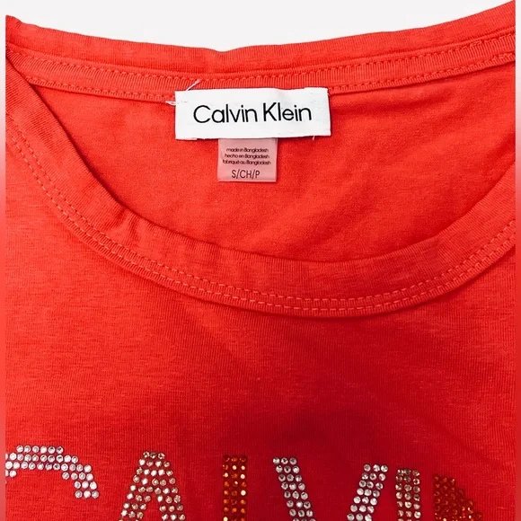 Calvin Klein Relaxed Short Sleeve Midi Logo T-Shirt Dress Watermelon Size S - Picture 8 of 9